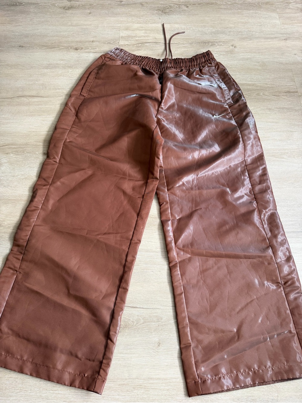 Nike Windrunner liquid shine Brown Wide Leg Pants SZ M